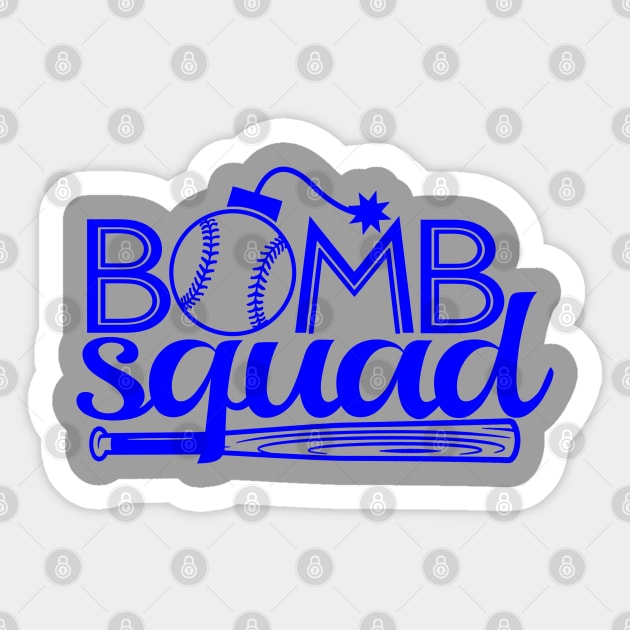 Vintage Bomb Squad Dinger Hitter Baseball Hitting Classic Blue Sticker by TeeCreations